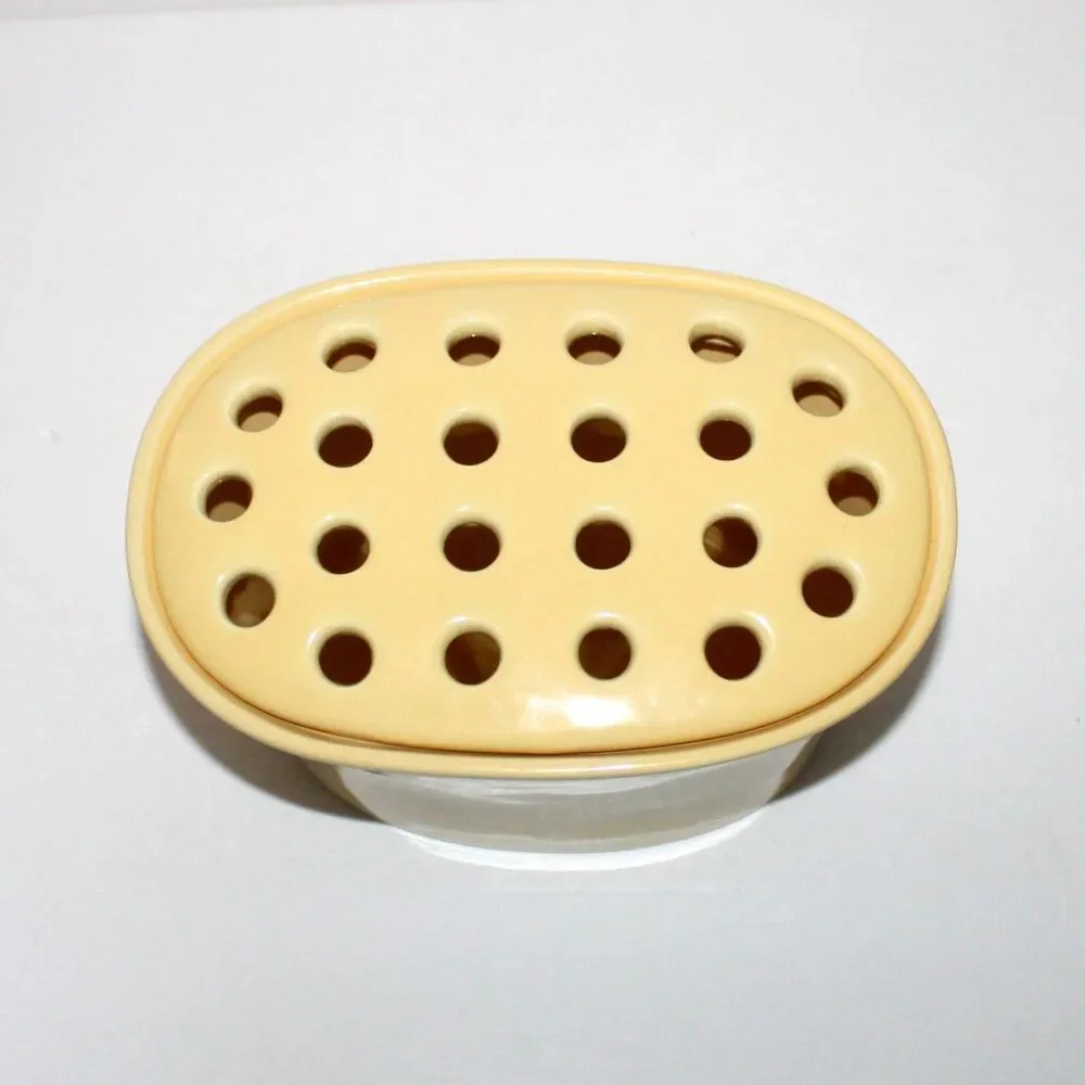 Southern Living Ceramic Pot Vase Flower Frog Lid Hospitality Butter Yellow